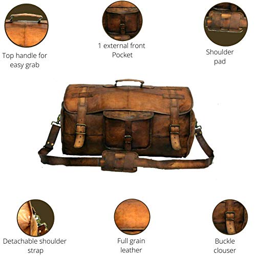 Urban Dezire Leather Duffel Travel Gym Overnight Weekend Leather Bag Sports Cabin