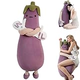 Eggplant Hugging Pillow,Eggplant Patting Pillow with RC Heat&Pat Arm+Bluetooth Voice Recording,Long Leg Hugger Sleep Cuddle Pillows,Ultimate Sleeping Buddy for Adult (Tapping Model, L:40 * 12 * 10in)