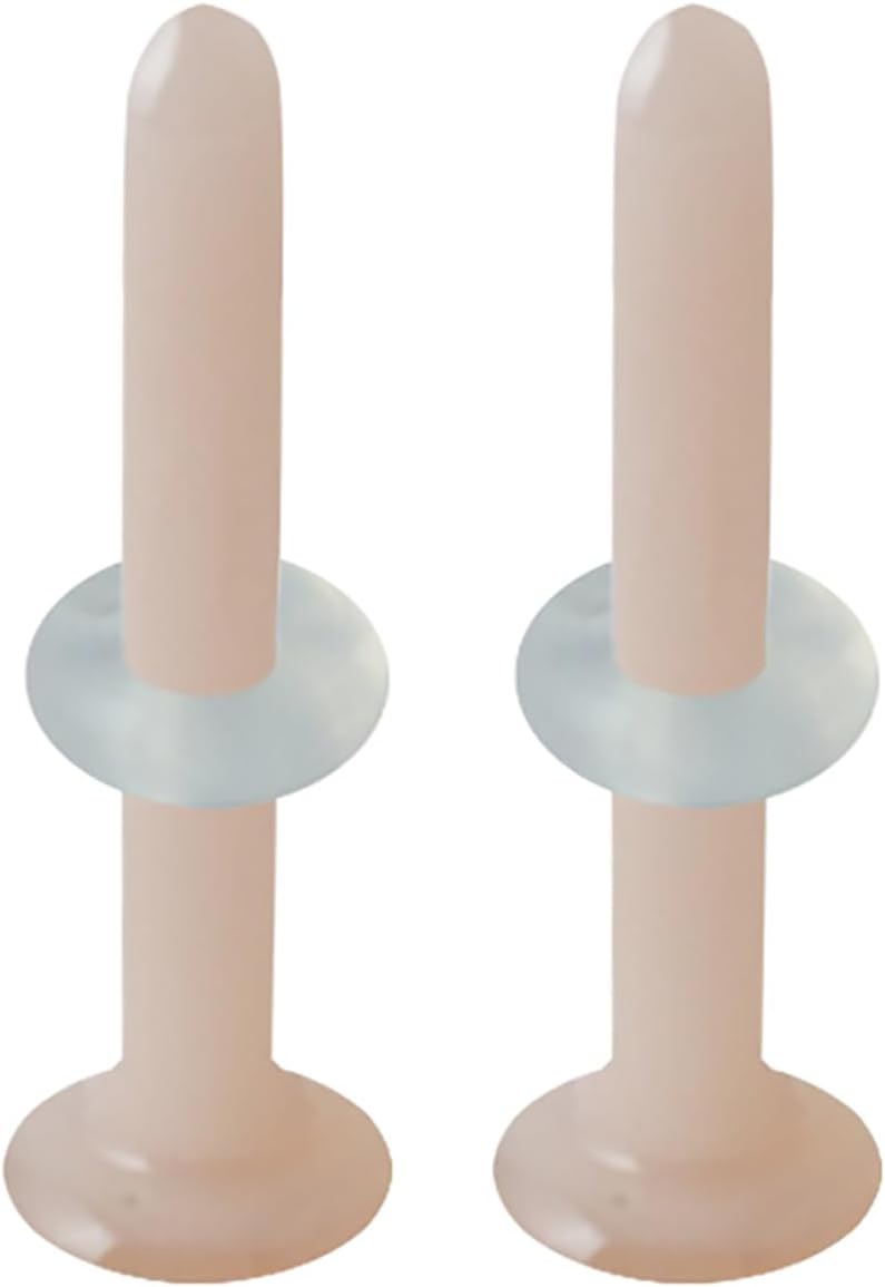 20G 18G 16G 14G Flat Back Labret Flesh Tone Skin Color Gorilla Glass Retainer Piercing Cartilage Earrings Helix Tragus Lip Ring Nose Stud Retainer 1/2" with Clear O-Ring