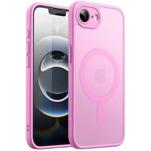 Image of JETech Magnetic Cover Case for iPhone 17e (2026) / iPhone 16e Compatible with MagSafe, Translucent Matte Back Slim Shockproof Phone Cover, 6.1-Inch Display (Pink)