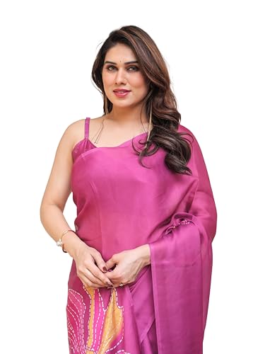 Image of ALMAARI FASHION Women's Floral Printed Georgette Satin Saree with Unstitched Blouse Piece | Traditional Ethnic Wear Sarees | Soft Lightweight Ethnic Office Wear Daily Wear Indian Sari (SG 181-190 SH)