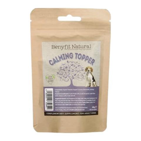 Benyfit Natural Calming Dog Food Topper, Health Supplement, 100% Natural for Dogs - 60g Cover