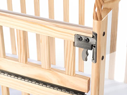 Foundations Serenity Safereach Crib With Adjustable Mattress Board, Compact Baby Crib With Commercial Grade Casters, Clear End Panels For Child Visibility, Includes 3” Foam Mattress (Natural) #TOP4