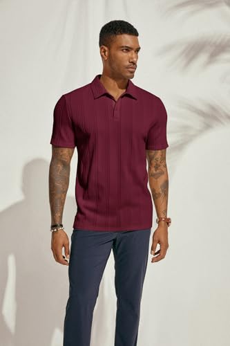 Image of PJ PAUL JONES Mens Polo Shirts Short Sleeve Textured Knit Polos