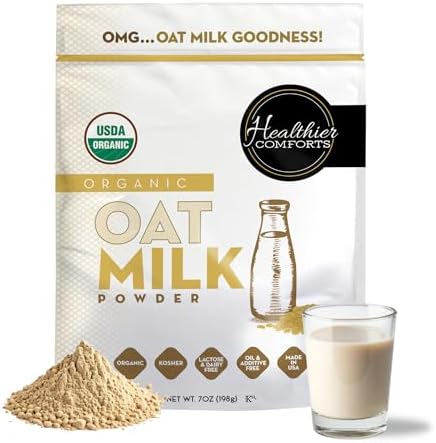 Oat Milk Powder 7oz - Natural and Plant Based Milk with a Clean Formula - Gluten-Free, Vegan, USDA Organic Certified, Non-GMO, Dairy Free, and Lactose Free Milk Powder with No Refrigeration Required