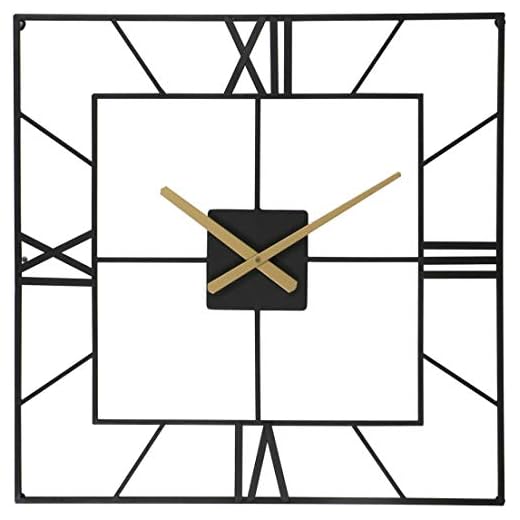 25" Wall Clock Modern Black Square Living Room Decor Clocks, Battery Operated Quartz Analog Movement Decorative Clocks for Office, Home, Living Room, Kitchen, Bedroom Reloj de Pared