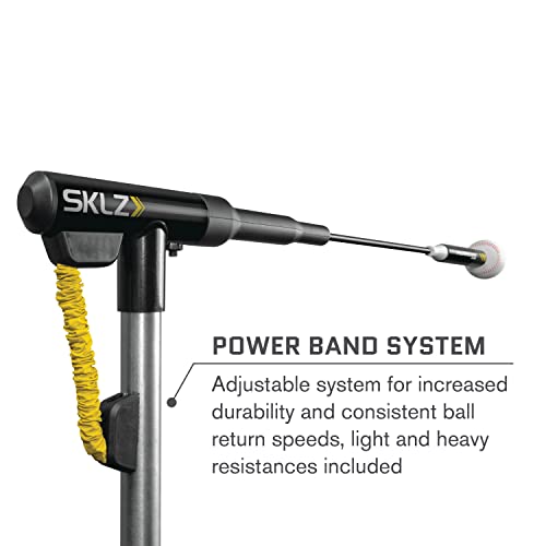 SKLZ Hurricane Batting Swing Trainer for Baseball & Softball - Durable Swing Arm - 4 Power Band System - High-Visibility, Anti-Dent Target Ball Head - Screw-in Base Legs, Metal Stakes & Carry Bag