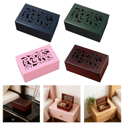 Caja de música de cuerda y joyero de madera para proteger joyas finas 3