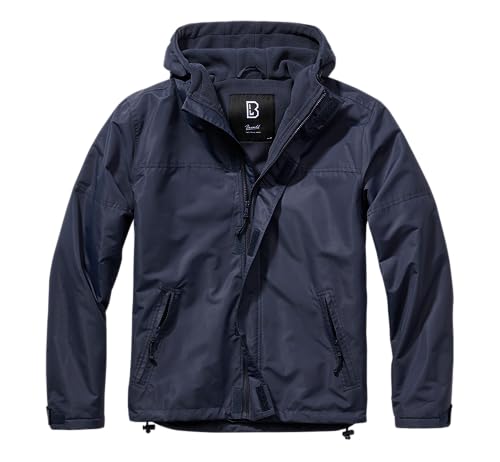 Men's Fleece-lined Full Zip Windbreaker, Navy - XL