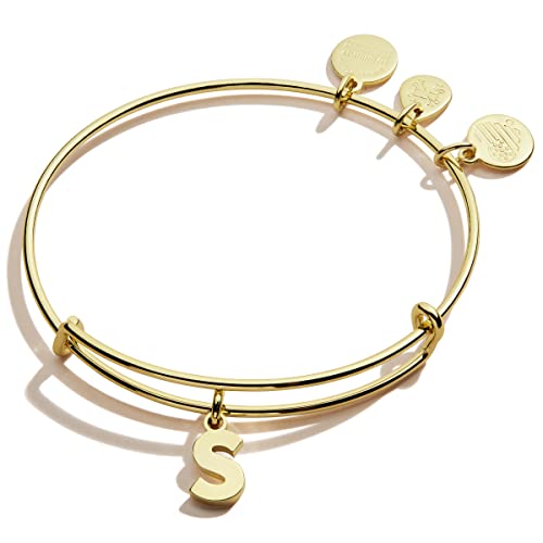 Image of Alex and Ani Expandable Bangle for Women, Initials A to Z Letter Charms, Shiny Finish, 2 to 3.5 in