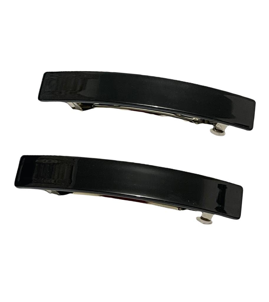 2pcs Large Rectangular French Design Hair Barrette Clip Pins Grips Smooth Elegant Womens Girls Hair Clips Slides Accessories Length 8CM (2pcs Black)
