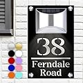 XRLSG Personalized Solar House Numbers for Outside Custom Solar Address Sign Housewarming Gift LED Address Numbers Modern Plaque for Garden Yard Home