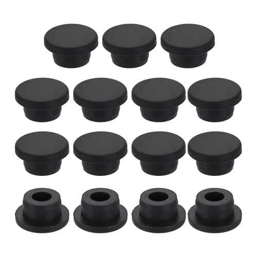 Image of uxcell 15Pcs Silicone Hole Plug, Waterproof Round Rubber Stoppers Bottle Seal Plugs Tube Pipe End Caps for 18mm /0.71 inch Hole for Bathtub Bottle, Black