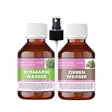 Bio Rosmarinhydrolat & Bio Zirbenhydrolat – 2×250ml – inkl. 1x Zerstäuber - 100% naturreine Bio-Hydrolate – für Haut, Haare & Aromapflege – Nakobe