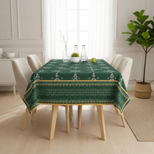 Image of STITCHNEST Cotton Slub Table Cover for 6 Seater Dining Table|54 x 78 Inches, Digitally Printed|Durable, Washable & Fade-Resistant Fabric