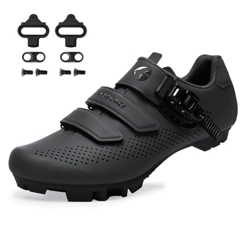 Image of Mens Mountain Bike Cycling Shoes Women, MTB-Shoes Compatible Installation SPD Cleats