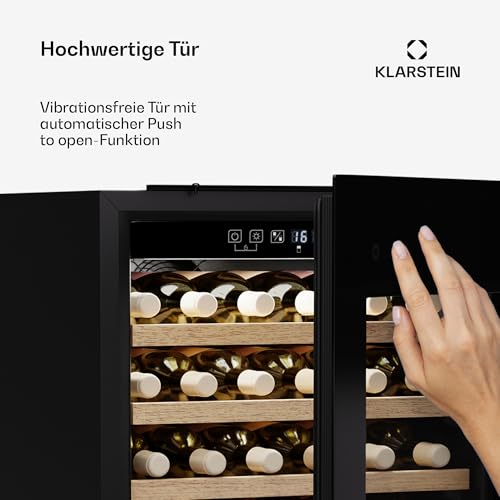 Klarstein Rhone 59 Uno Weinkühlschrank - 59 Flaschen, 1 Zone, 5-20 °C, LED-Steuerung, UV-Schutz, Leiser Betrieb, Schwarz