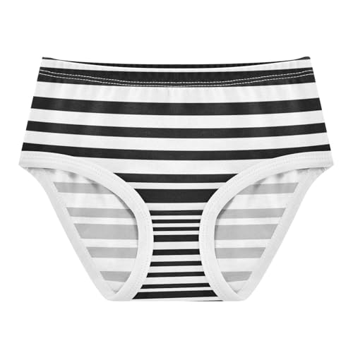 Black White Stripes Panties for Girls, Toddler Girl Briefs, Cotton Girls Underwear, 2–8 Years