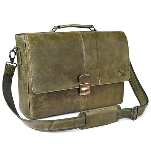 Image of LEATHER VILLAGE Leather Messenger Bag for Men, Handmade Laptop Briefcase