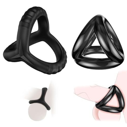 JRYXDS 2 Sex Toys Anelli Pene, 3 In 1 Anelli Pene Ritardanti L'Eiaculazione Precoce Aumenta Potenza Per L'Erezione Anello Fallico Triangolo Per Stimolazione Coppia Giocattoli Sessuali,Colore casuale