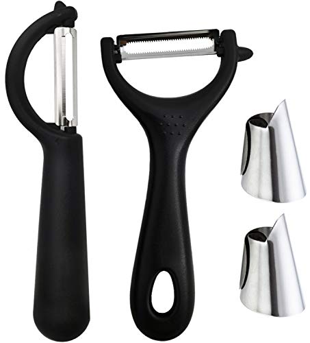 Vegetable Peeler Set Of 4 Pieces, Suitable For Potato, Carrot, Apple, Soybean, Stainless Steel Black #TOP12