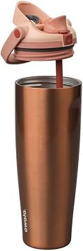 Owala FreeSip Stainless Steel Water Bottle, Copper, 30 fl oz, with Built-In Straw (Rose Gold)