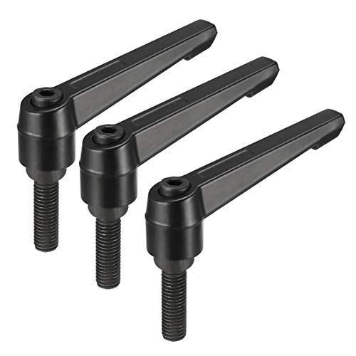 Image of uxcell M10 x 30mm Handle Adjustable Clamping Lever Thread Push Button Ratchet Male Threaded Stud Knobs Locking Rotating Screw Handles Quick Release Bolt Black 3pcs