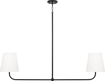 Capital Lighting 849421MB Brody Transitional White Fabric Island Lights for Kitchen, 2-Light 200 Total Watts, 21" H x 50" W, Matte Black