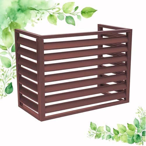 Unmjgybc Cubierta protectora de condensador de aluminio para aire acondicionado, bomba de calor, fuente de aire al aire libre, aircon, heatump, divisor de espacio, marrón, sin parte superior, 120 x 70