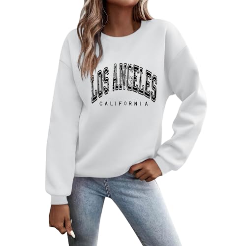 Sweat-shirt imprimé graphique femmes col rond manches longues amples