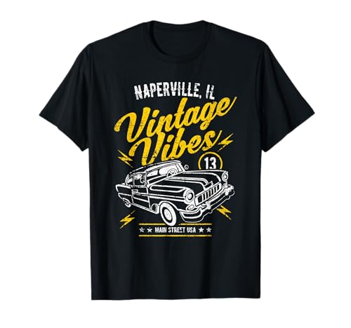 Naperville Illinois USA Vintage Vibes Car Design vieilli T-Shirt