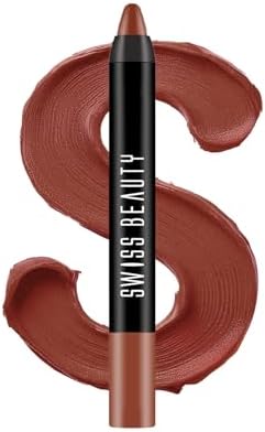 Swiss Beauty Matte Long Lasting Stay Maxx Lip Crayon Lipstick | Matte Finish | 12-Hour Stay | Smudge Proof | Lightweight | Shade-Coffee, 3.5g