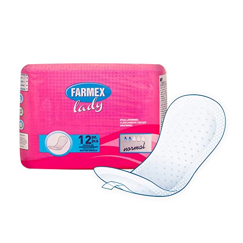 Farmex Lady - Assorbente Odor Control per Incontinenza Leggera, Assorbenza NORMAL - Latex-Free, Traspirante e Anallergico - Delicato ed Asciutto sulla Pelle - 12 pezzi