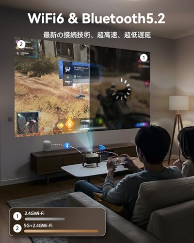 undefined Polocsh プロジェクター 家庭用1500ANSIネイティブ1080P 4k対応双方向bluetooth Wi-Fi 6電動フォーカス4D&4P自動台形補正小型 ホームプロジェクター 天井吊り可日本語取扱説明書(グレー) の商品画像 3