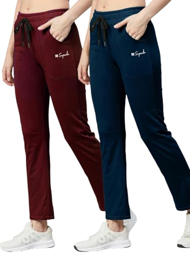 Image of Pinkmint Women Combo Track Pant l Pure Cotton Pyjamas l Fancy Pocket Trouser l Gym, Regular Home Wear (Pack of 2)