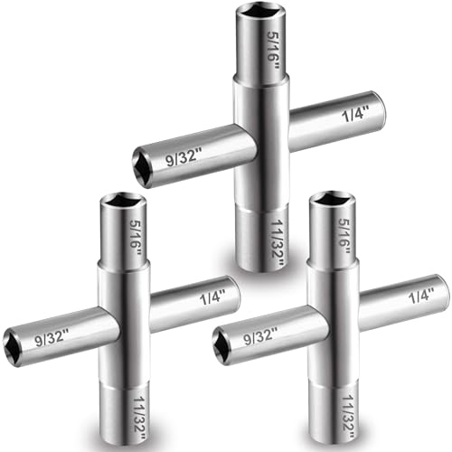 Image of 4 Way Sillcock Key Set 1 /4 inch, 9 /32 inch, 5 /16 inch, 11 /32 Utilities Key Steel Sillcock for Electric Water Gas Meter Box Cupboard Cabinet Opening Key (3 PCS)