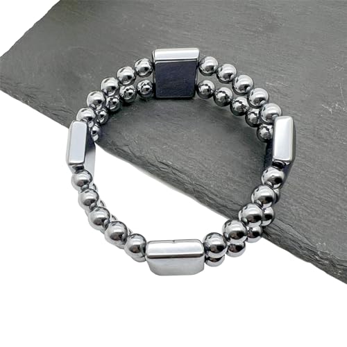 Natural Terahertz Bracelet Energy Terahertz Stone Double Wrap Bracelet Healing Crystal Terahertz Bracelet Stretch 7