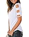 Jescakoo Summer Hi Lo Womens T Shirts Deep V Neck Rayon Blouses Tee Tops White M