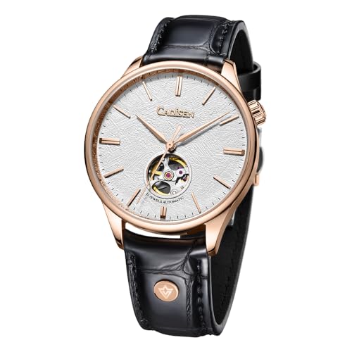 CADISEN Reloj automático para hombre con reserva de marcha reloj mecánico, 8187 Blanco, 42MM, Correa