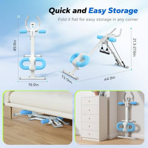 Image of MERACH Ab Machine, Ab Workout Equipment, Adjustable Ab Trainer Machine | Foldable Abdominal Trainer for Stomach Workout with LCD Monitor at Home Gym Knee Protection& 440 LBS Capacity