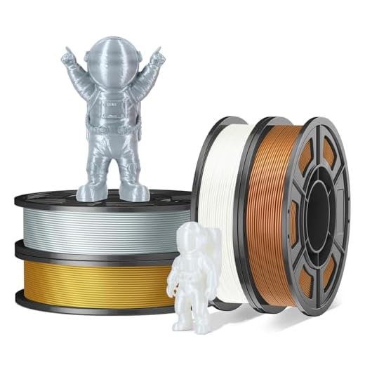 Amoybaby 4-Pack Silk PLA Filament 1.75mm(Gold, Silver, Red Copper, White), Mini Spool 250g X 4(1kg Total), Non-Toxic & Food-Grade Material, High-Speed 3D Printer Filament Bundle, Fits FDM 3D Printer