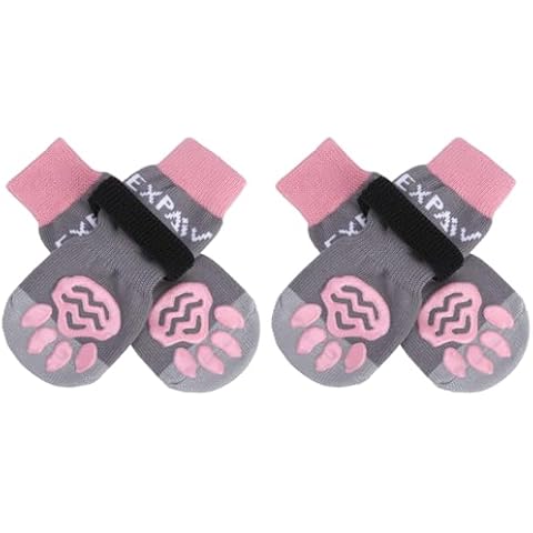 EXPAWLORER 4Pcs Anti-Slip Dog Socks - Double Side Non-Slip Paw Protector for Hardwood Floors,Prevent Licking,Dog Booties,Dog Shoes for Hot/Cold Pavement Cover
