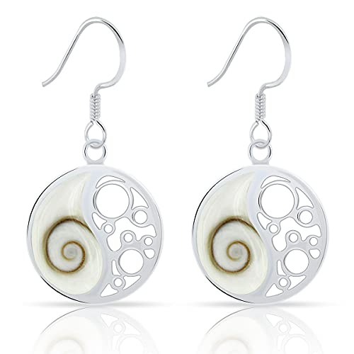 Boucles d'oreilles Yin Yang en argent 925 et oeil de Sainte Lucie PLANETYS