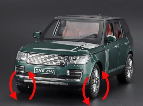 Image of PINQUE Kids New Car 1:24 Refender Diecast Alloy Metal Pull Back Car with Openable Doors Music Sound and Light Vehicle Toy Car for Boys (Green)