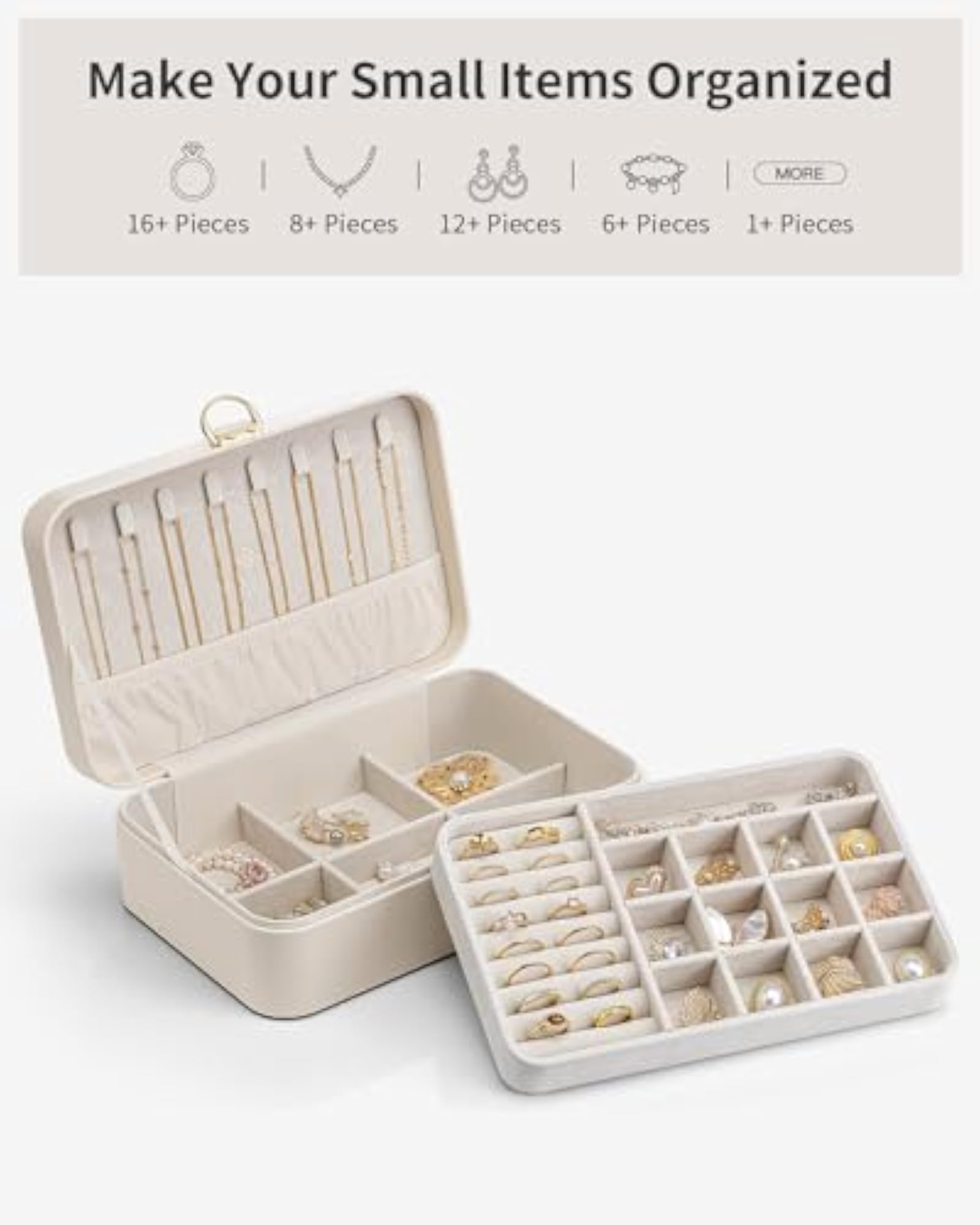 Double Layer Lockable Jewellery Box for Rings and Earrings