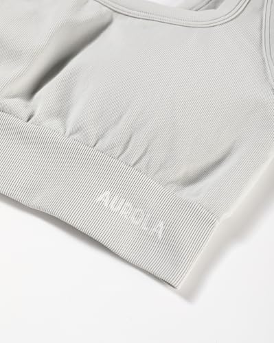 Image of AUROLA Power Womens Square Back Basic Sports Bra - Square Neck Padded Low Impact Yoga Bra Workout Crop Top