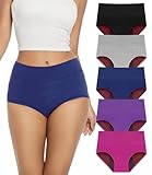 Bobelle Wear Incontinence Pants for Women, 100ml Absorbency High Waisted Period Underwear, Washable Reusable Menstrual Knickers, Heavy Flow Bladder Leak Cotton Briefs 5 Pack (Multicolor01, XL)