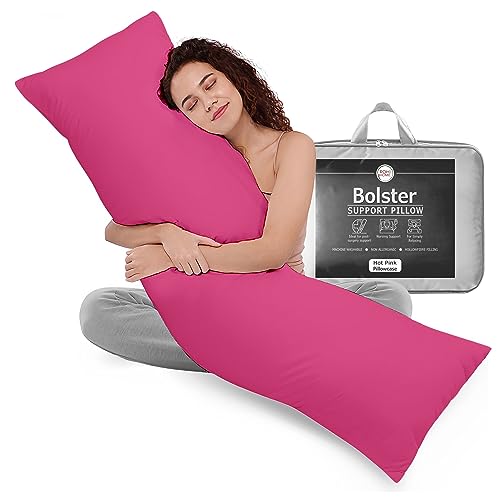 Rohi 5ft Full Body Pillow with Hot Pink Pillowcase–Hollowfibre Filling – Orthopaedic 19"x 60" King Bed Size Long Pillow – Bolster Pillow for Maternity, Back & Neck Support –Side Sleeper pillow