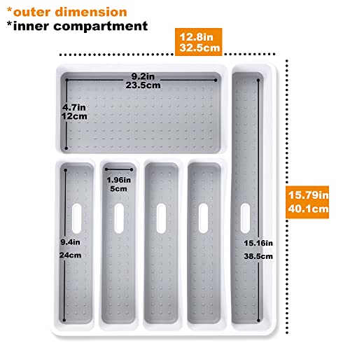 Besilord Kitchen Drawer Organizer Silverware Organizer 6 Slots Silverware Holder Utensil Organizer Cutlery Tray Plastic Flatware Organizers #TOP2