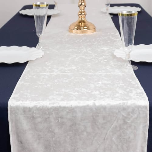 Efavormart white crushed velvet table runner